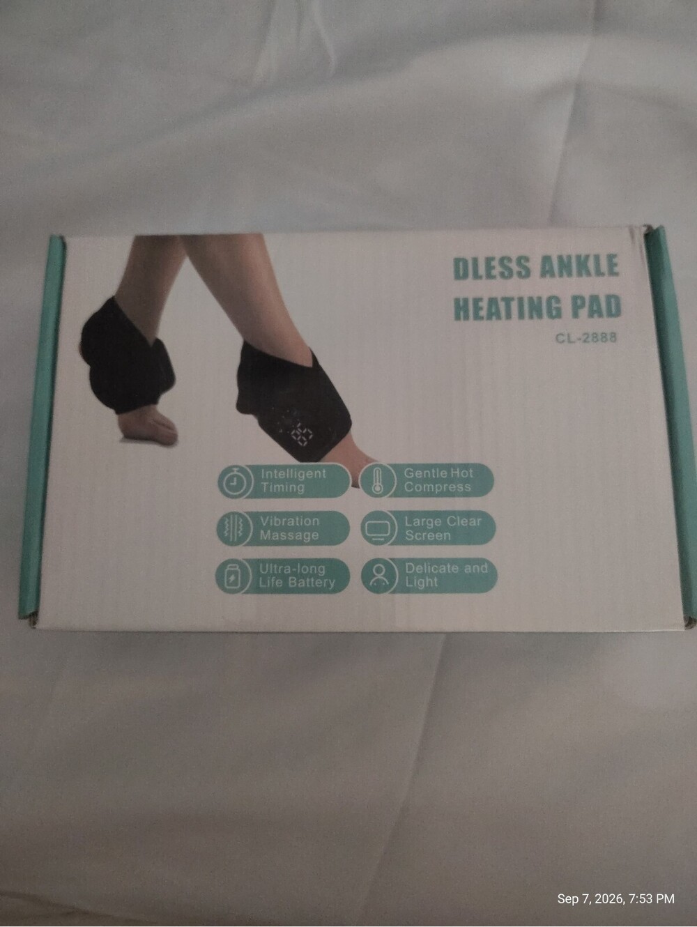 Cordless Ankle Heating Pad with Vibration Massage and Gentle Hot Compress